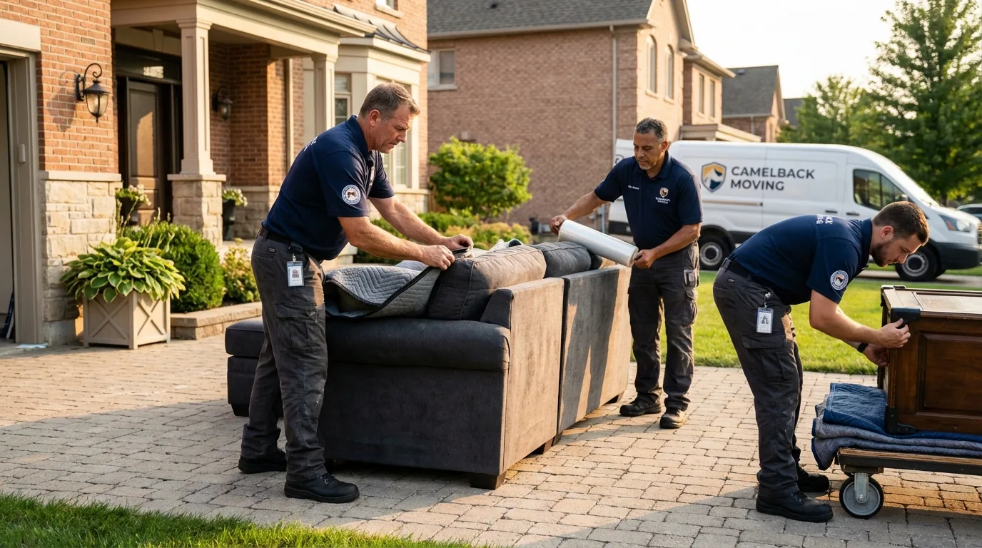 Large estate moving crew wrapping furniture in McKinleyville, CA